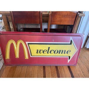 Vintage  McDonalds WELCOME/EXIT Arrow Drive-Thru Restaurant Sign 35" x 14-3/4"